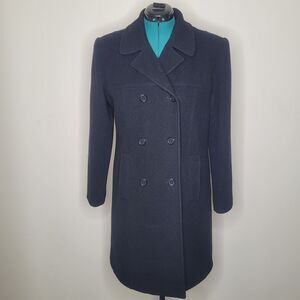 Vintage‎ Jonathan Michael Black Wool Mid Length Coat Size 14 Made In The USA